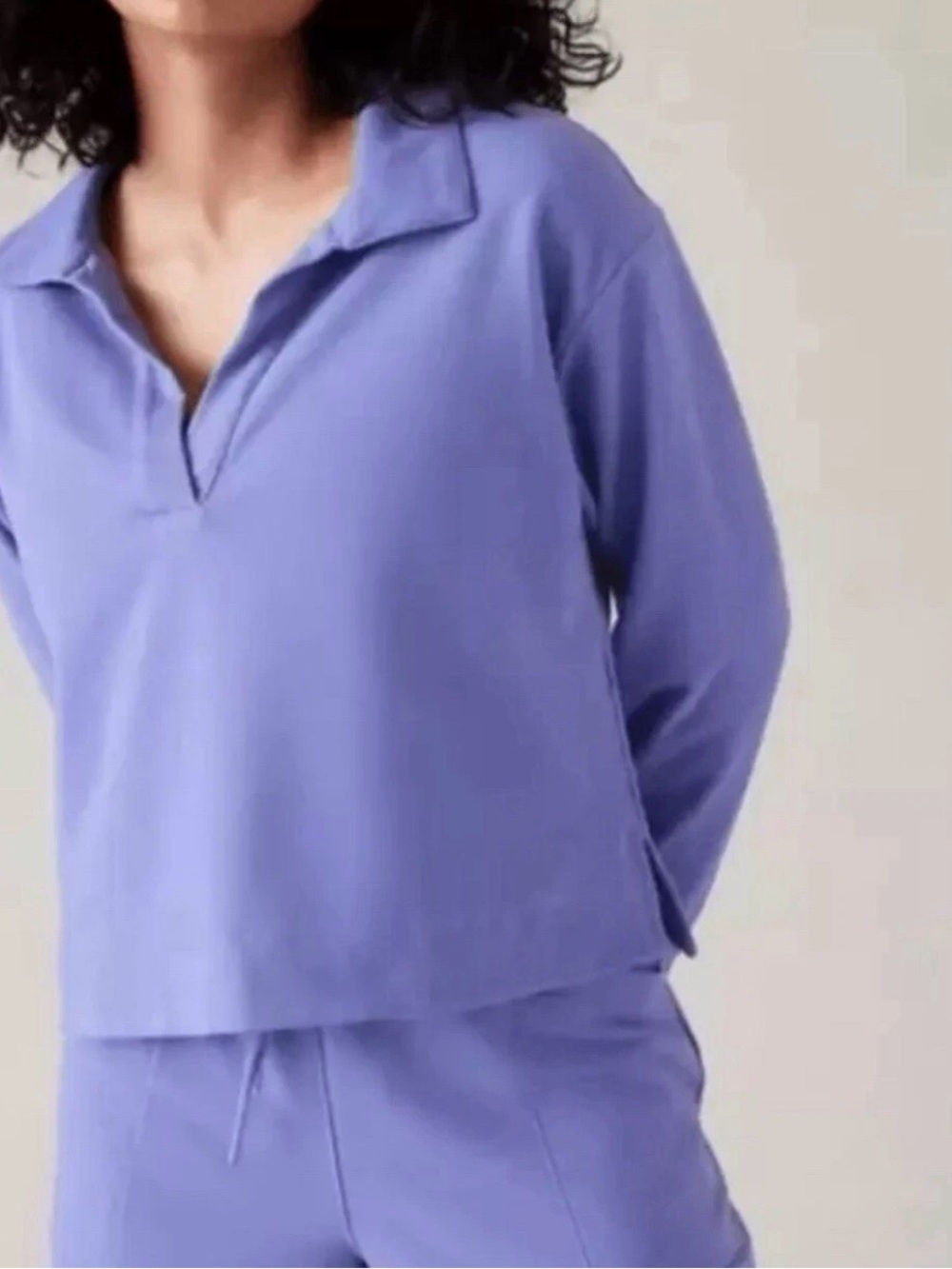 NEW Athleta Retroterry Polo Sweatshirt Dark Adonis Purple Blue Size S NWOT